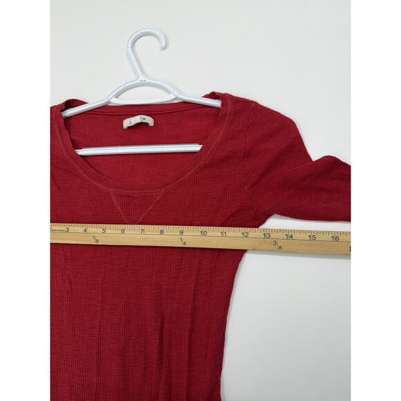 Aerie Womens Shirt Size Small Red Waffle Knit Long Sleeve - Picture 7 of 10